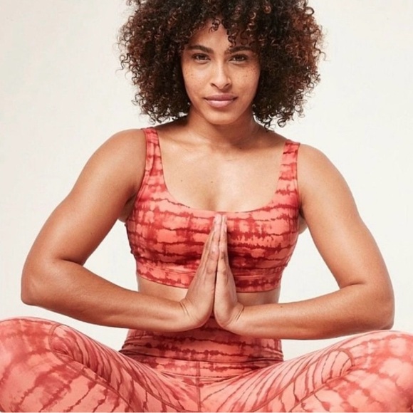 Athleta Exhale Printed Sports Bra A-C Cup Tahiti Island Coral Strappy size XS - Picture 3 of 8